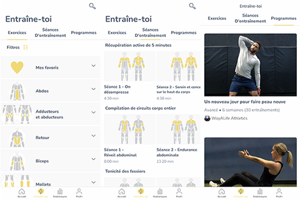 application avec exercices de gainage